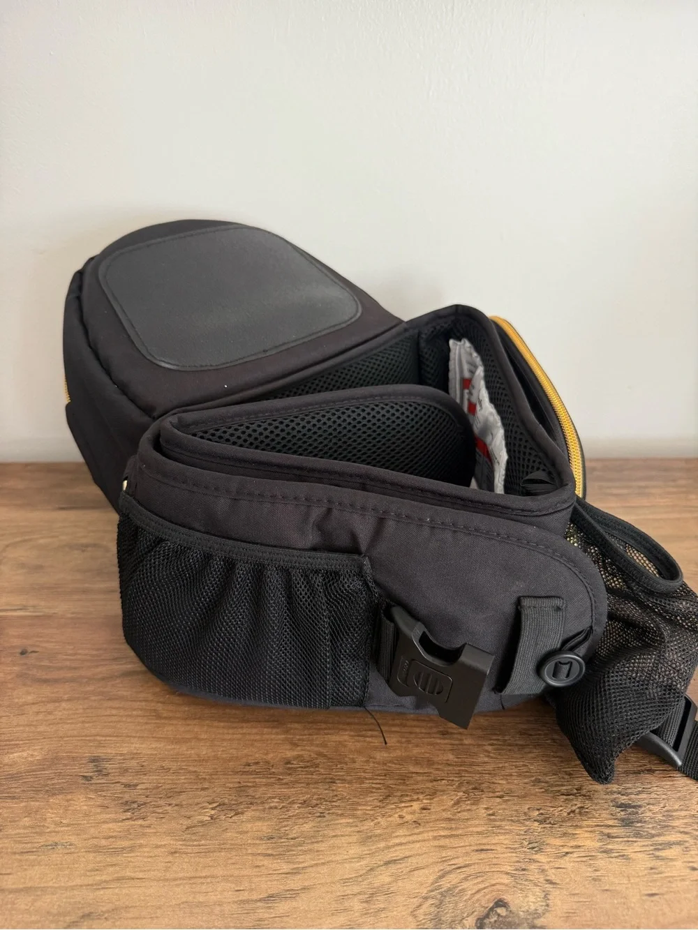 TUSHBABY Black Baby Bag Backpack - Compact Diaper Waist Bag